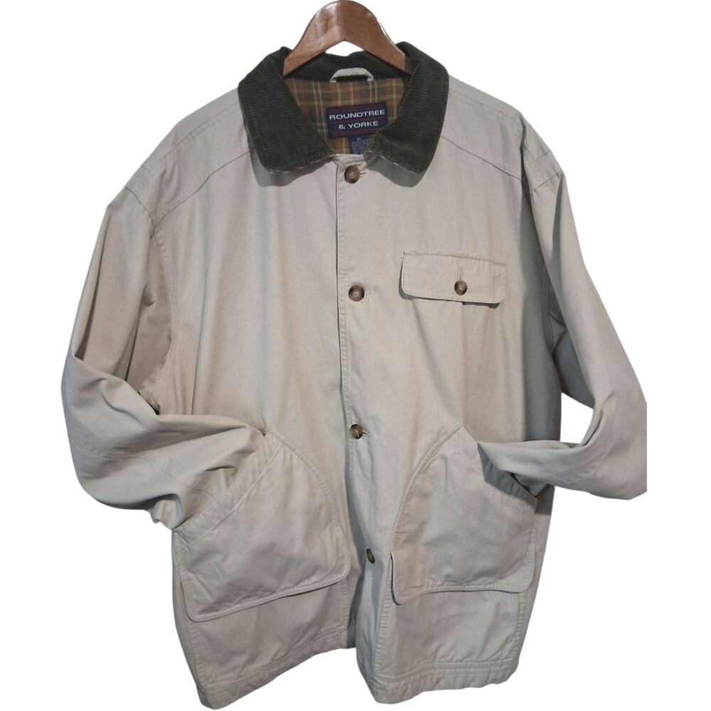Y2K Vintage Roundtree & Yorke Men size XL Chore Barn Utility Field Corduroy Coat